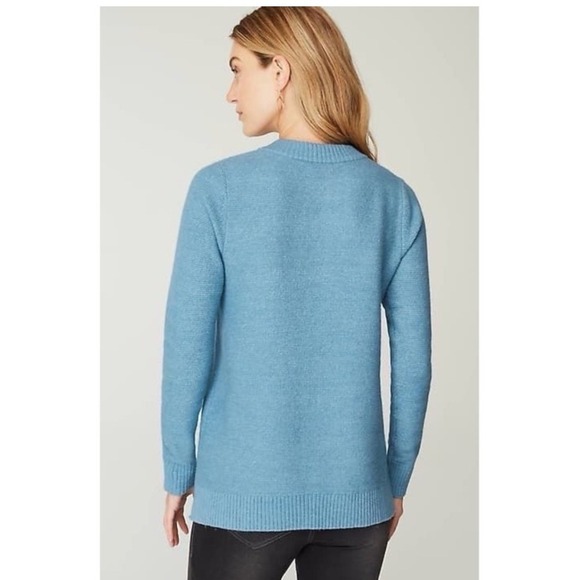 Pure Jill Pale Blue Button Neck Knit Sweater Petite L Cozy Casual Comfort Top - Picture 3 of 12